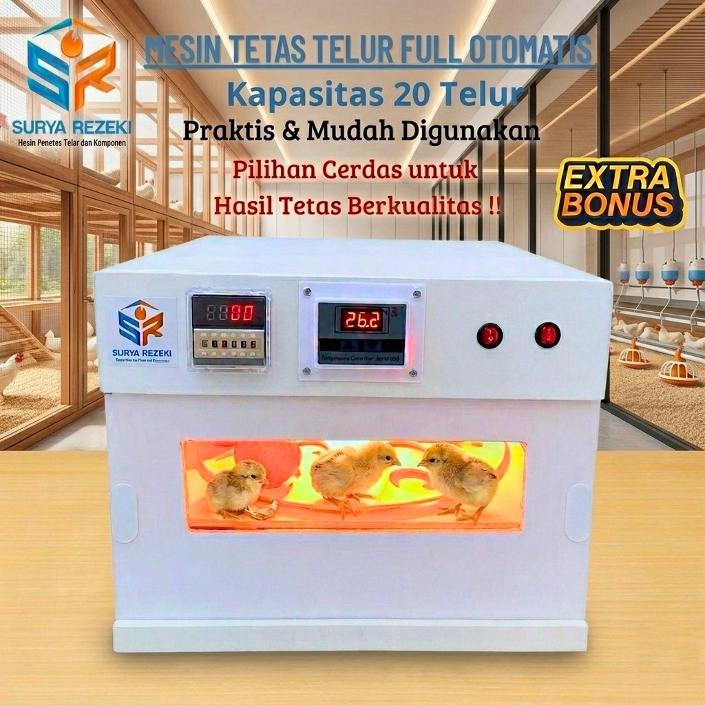 mesin tetas telur full otomatis penetas telur otomatis kapasitas 20 Butir telur ayam,bebek, telur bu