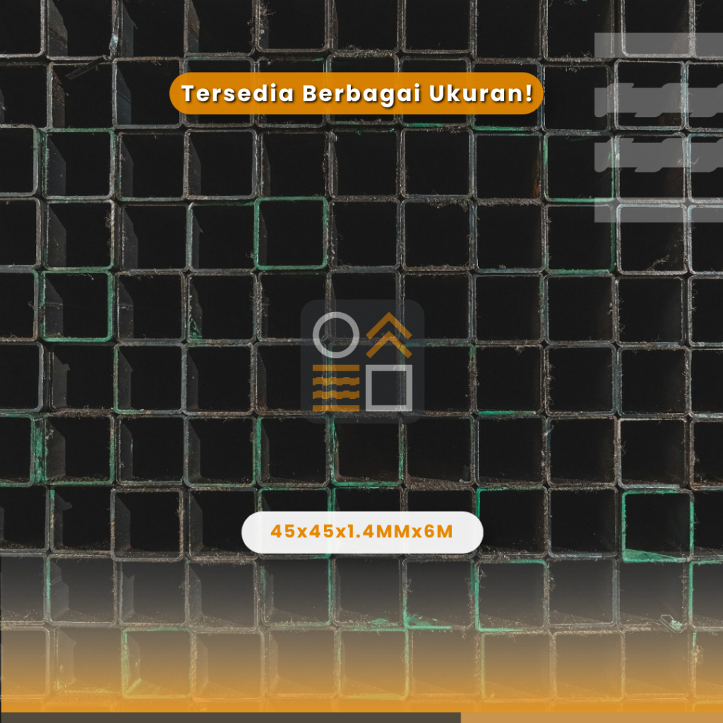 Besi Hollow Pipa Kotak Hitam - 45x45x1.4MMx6M (Baca Deskripsi Produk)