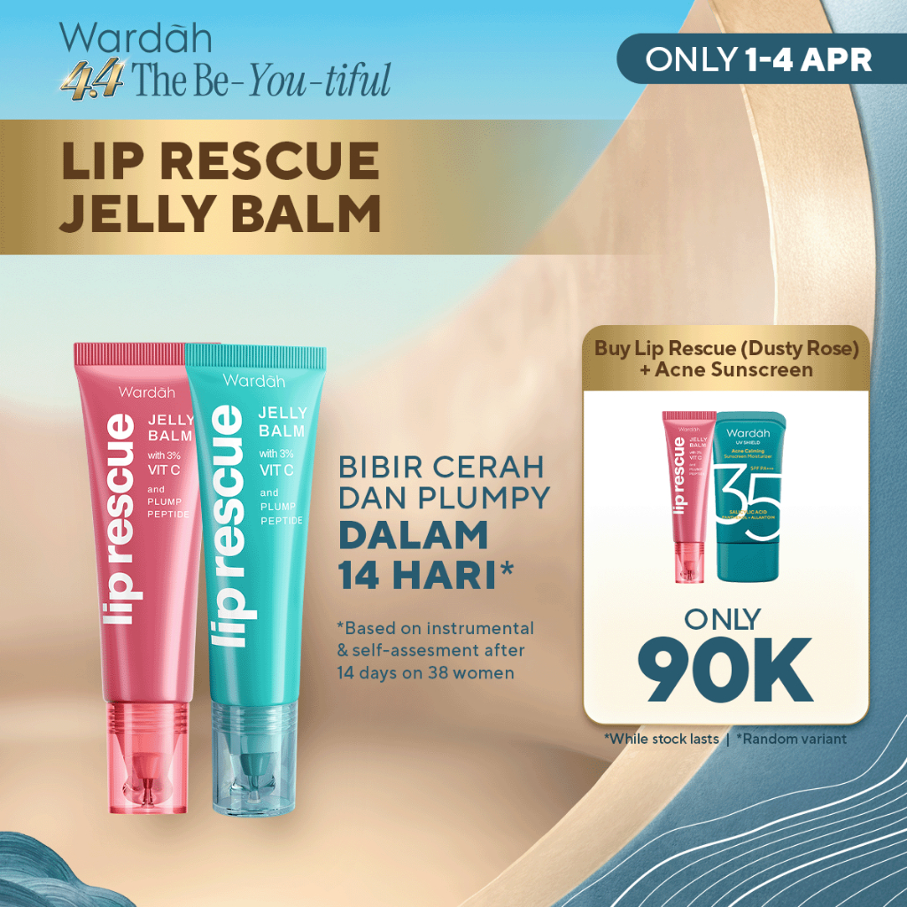 WARDAH Lip Balm Lip Rescue Jelly Balm Dusty Rose - Lip Therapy, Hydrating - Mencerahkan Bibir, Bibir
