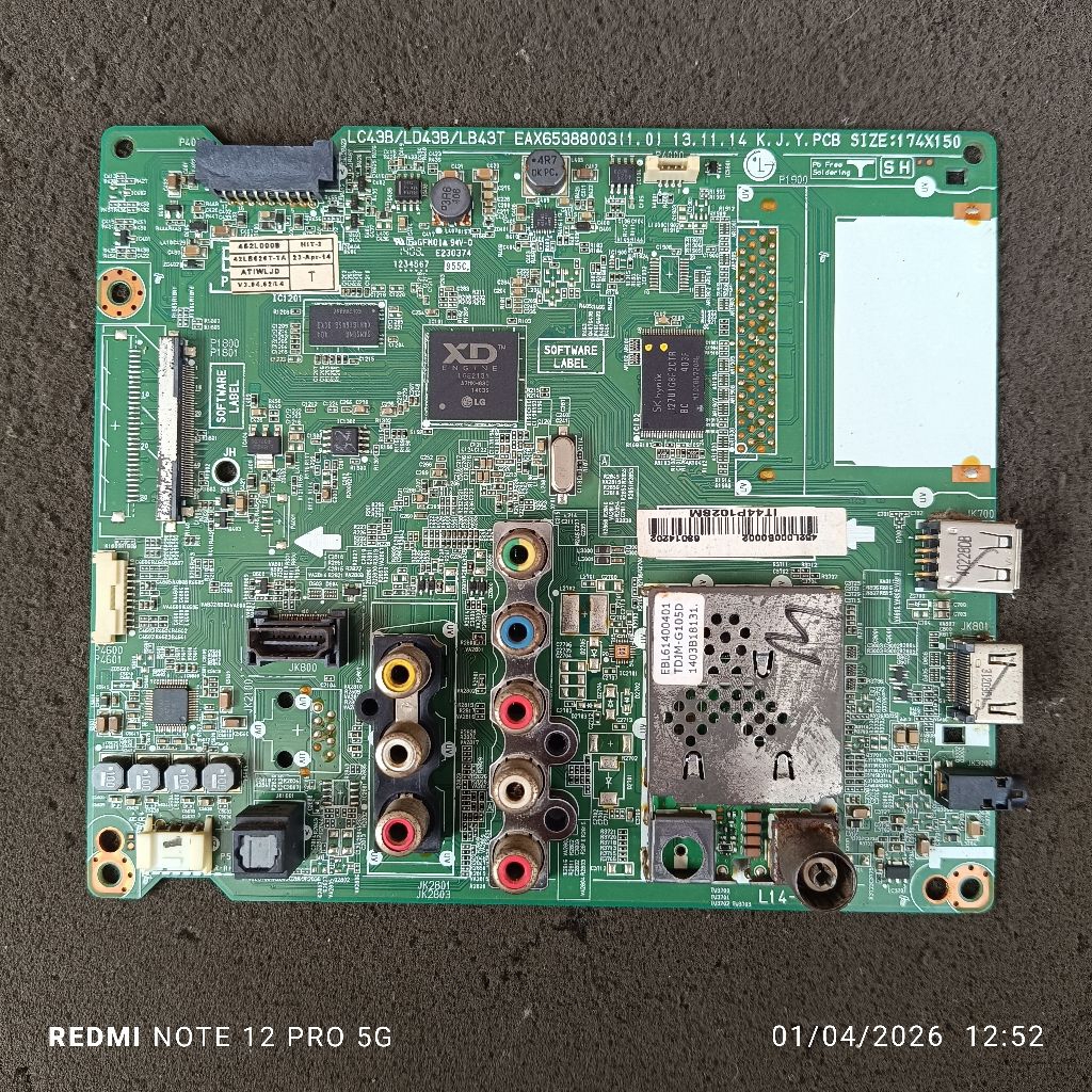 mb Mainboard asli cabutan led tv televisi LG 42LB620T 42LB620T-TA normal