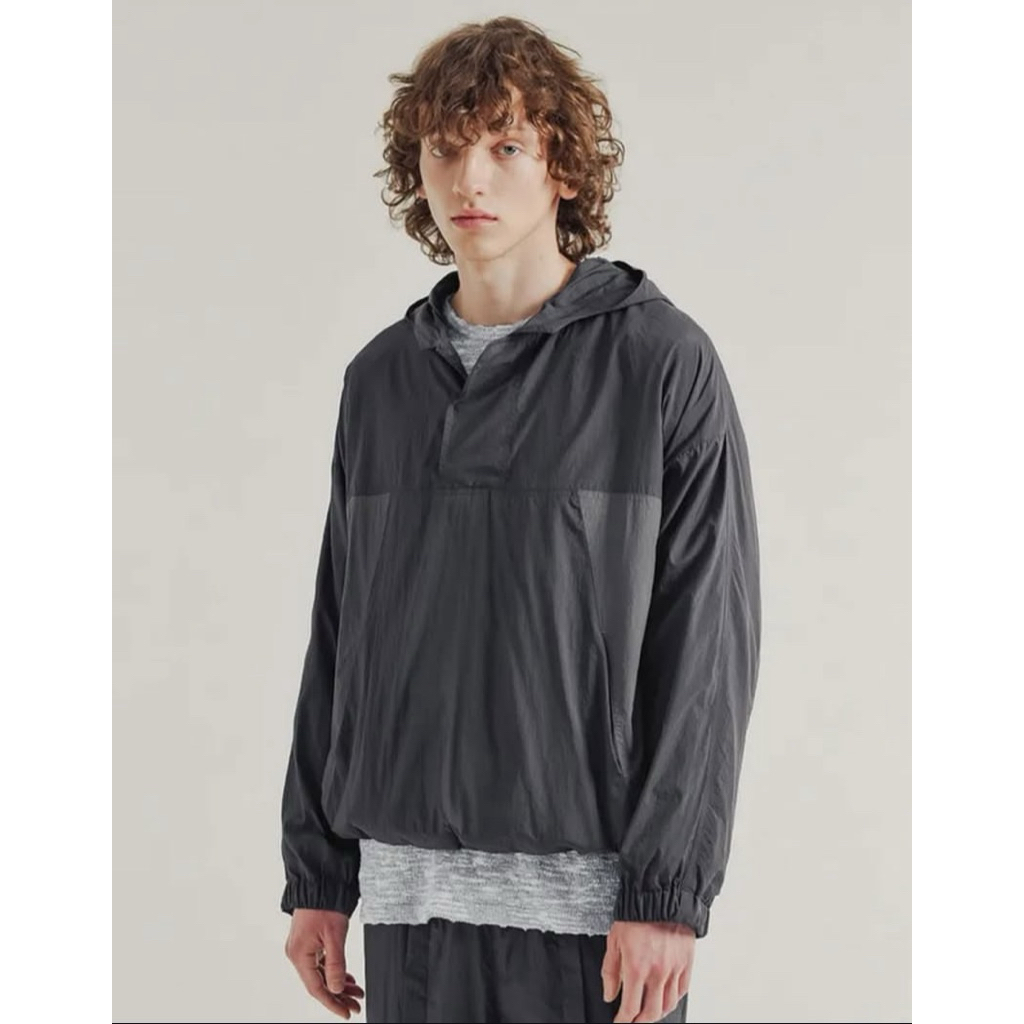 (USED) Beslow Purple Nylon Anorak Jacket Boxy Running