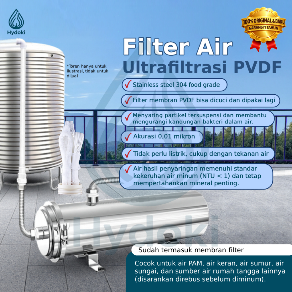 HYDOKI Filter Air PVDF Water Pre Filter Untuk Depot Air Minum  Rumah Tangga
