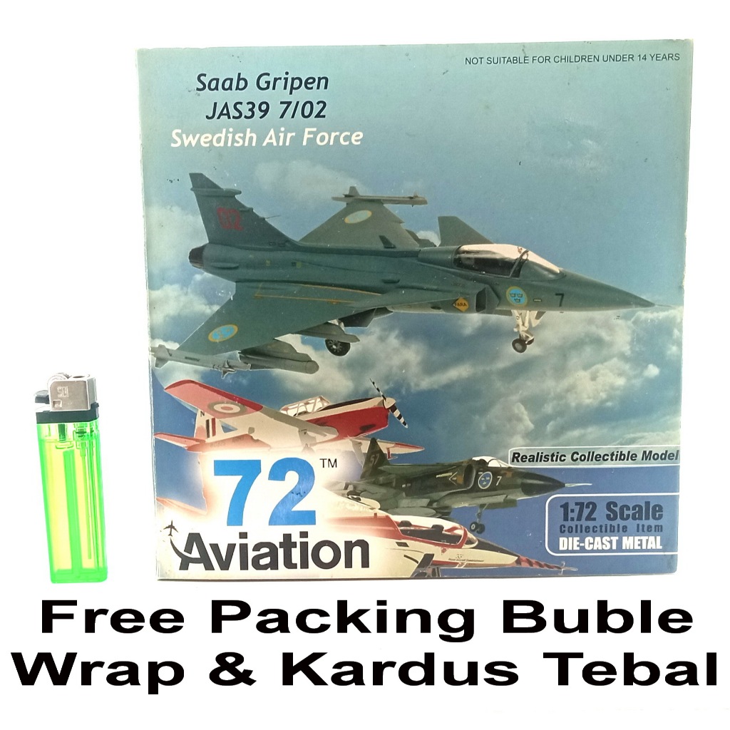 Saab Gripen JAS39 7/02 Swedish Air Force Skala 72 Diecast Aviation 72 Pesaing Utama Rafale dan F16 V