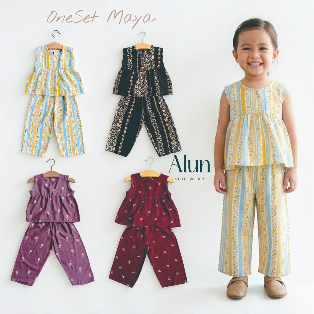 Setelan Anak Perempuan Daily One Set Celana Panjang Bahan Rayon Motif Sultan 2-6 Tahun