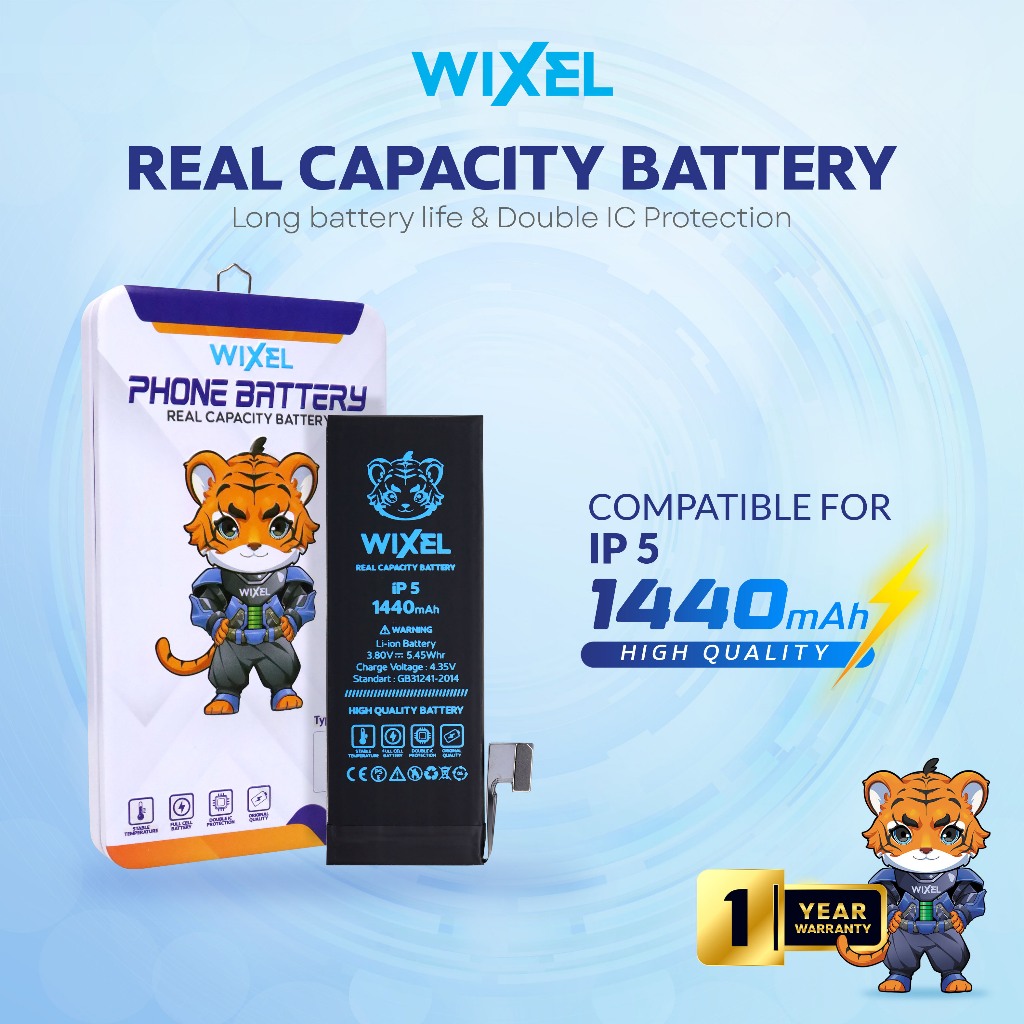 WIXEL Baterai Iphone 5 / Iphone 5G Batre Batrai Battery Dual Double Power HP Handphone Apple Ip Ori 