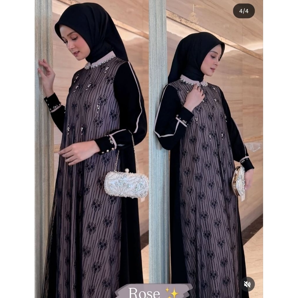SYALINAA DRESS ORIGINAL BY KALEELA.ID ( READY SIAP KIRIM) Only Rose XL