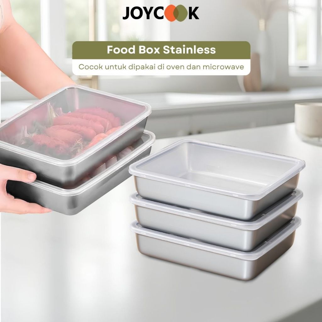 JOYCOOK Food Box Tempat Menyimpan Makanan - Wadah Sayuran Stainless Multifungsi Dengan Tutup