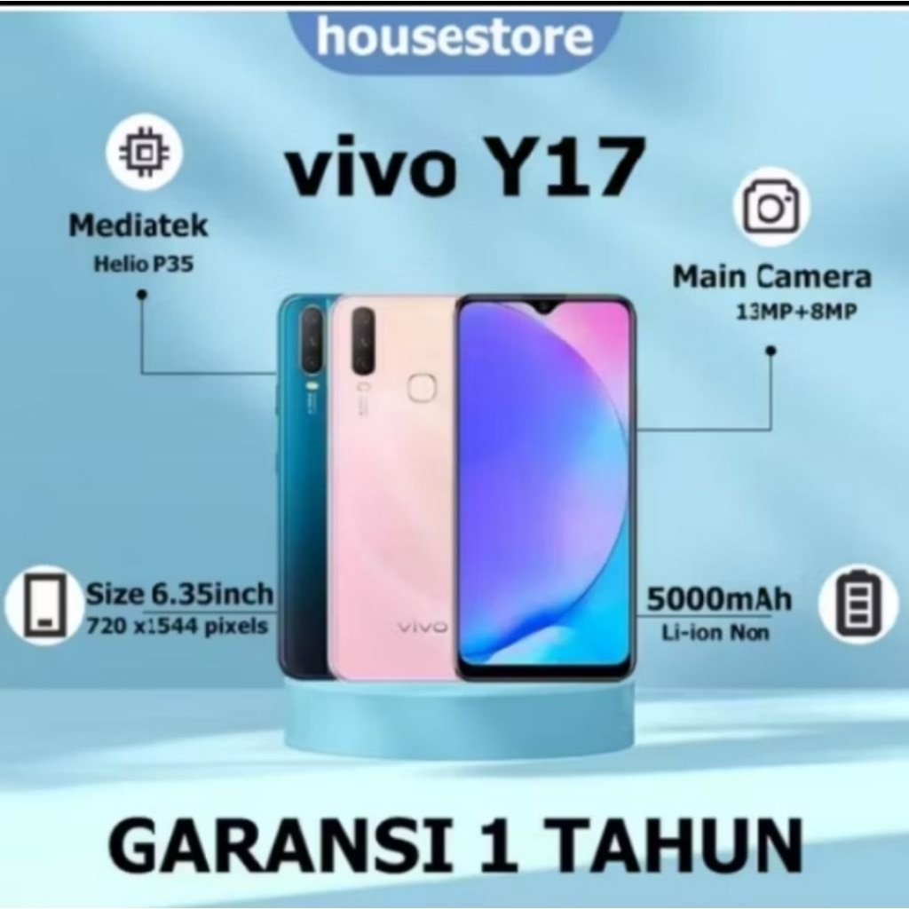 VIVO Y17 HP Murah Cuci Gudang RAM 8+256GB Handphone Fast Charging Baterai 5000mAh Android...
