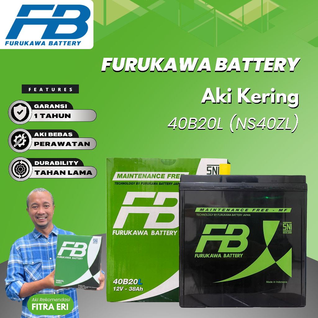 Furukawa Battery / FB Aki Kering Mobil BRV N7X NS40ZL / 40B20L - 12V / 38Ah