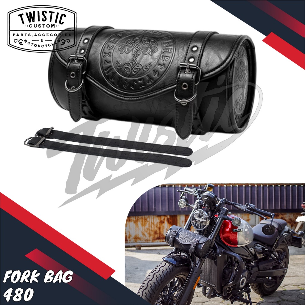 Fork Bag 480 Tas Kulit Side Bag Saddlebag Depan Belakang Samping Motor Harley Davidson Vulcan 650 Ho