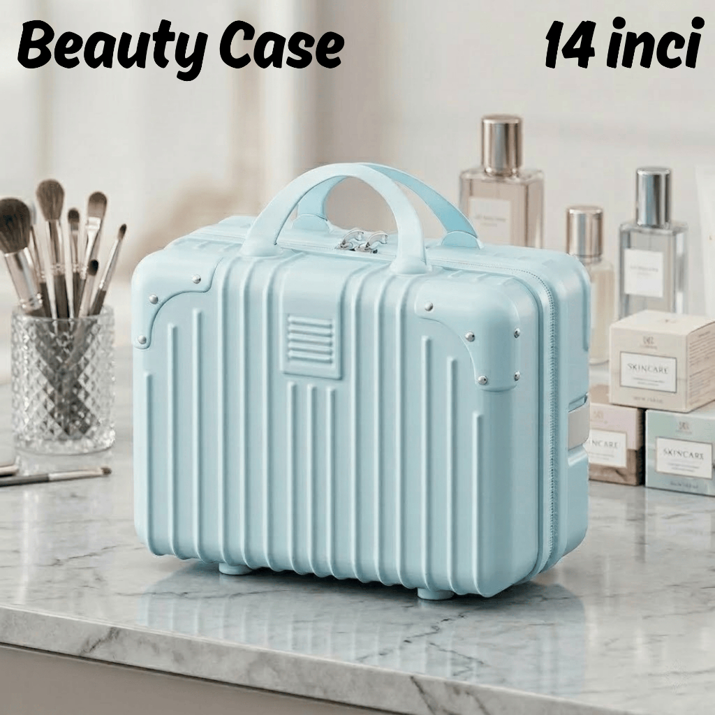 Koper Mini 14 Inch Tas Makeup Travel Kecil Hardcase Kosmetik Tahan Banting Anti Gores Box Make Up