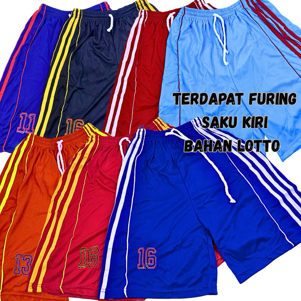Celana pendek pria dewasa remaja kolor futsal bola furing 2layer basket katun jumbo XXL adem nyaman