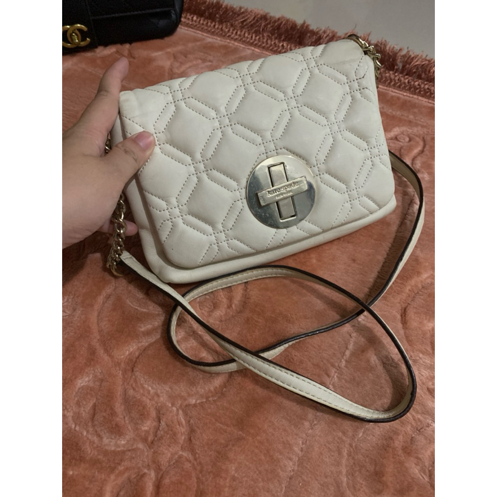 Original Kate Spade Off White Leather Astor Court Naomi Crossbody Bag