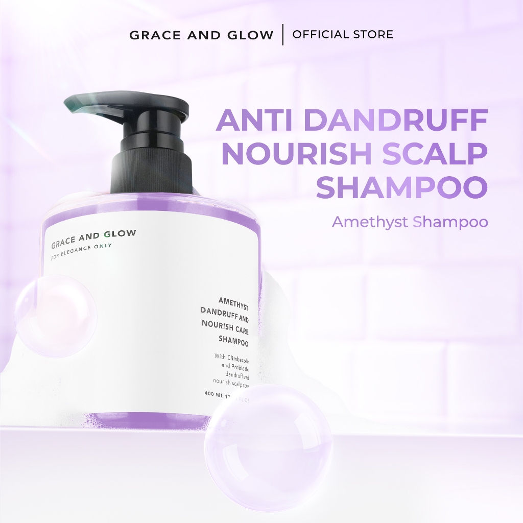 Grace and Glow Amethyst Anti Dandruff Shampoo - Shampo Anti Ketombe Sampo Rambut Anti Fungal with Cl