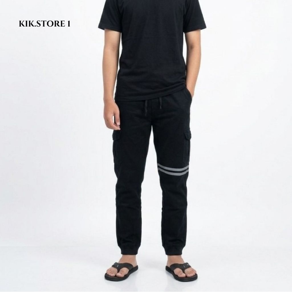 Celana Jogger Pria Hitam Polos Slim Fit – Celana Panjang Casual Karet Bawah Nyaman Harian Trendy