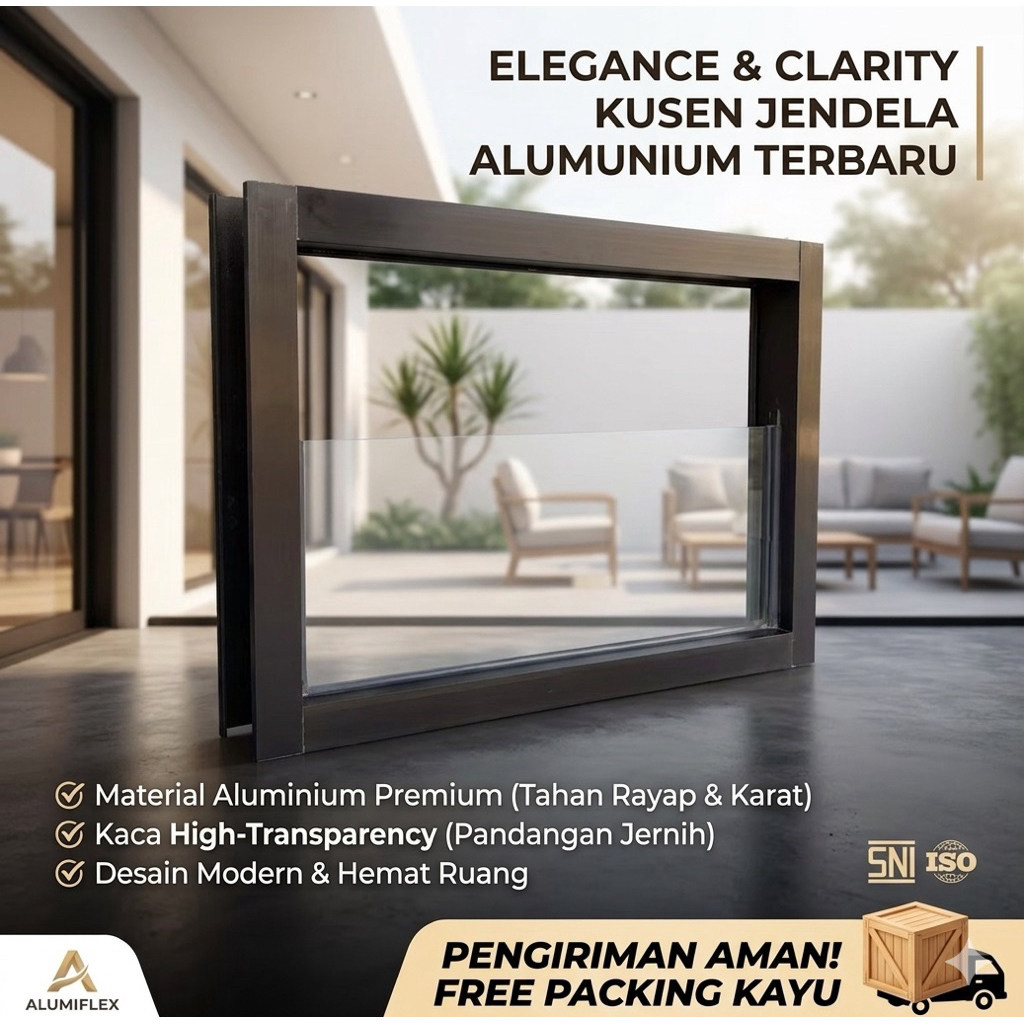 jendela aluminium boven Zigzag 40cmx80cm,kaca buram (es)