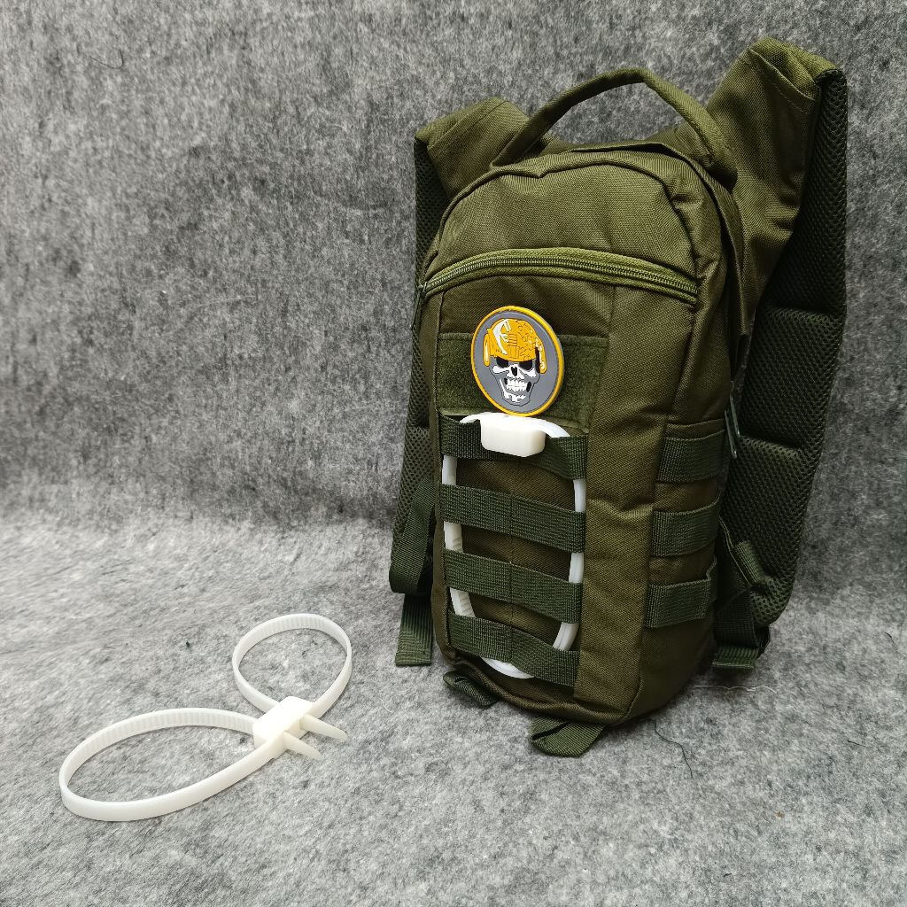 Tas Tactical Sepeda Hijau Fullset Tali Tis Putih / Tas Tactical Kecil / Tas Tactical / Tas Sepeda