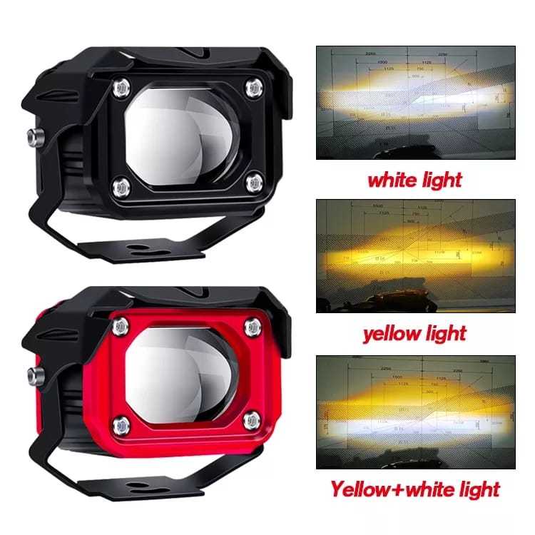 BZL Lampu Led Laser Gun  Tembak Sorot Projektor Mobil Motor Dua Warna Putih Kuning