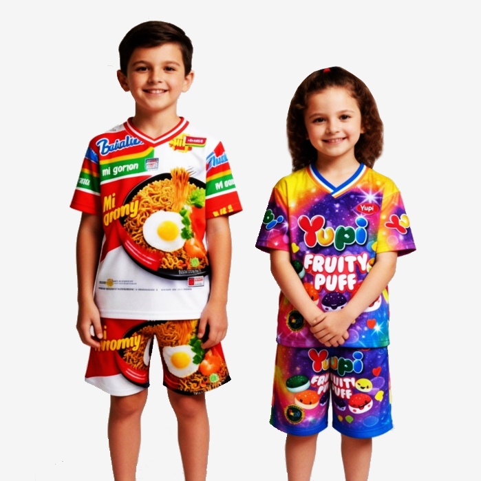 Baju Anak Karakter Unik Motif Jajanan Favorit - Pilih Tim Indomie atau Yupi