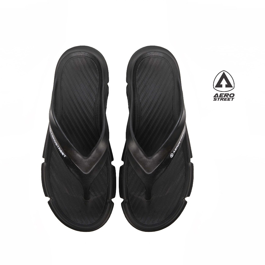 Aerostreet 39-44 Triton Hitam - Sandal Sendal Jepit Casual Pria Wanita Aero Street 21DAA0