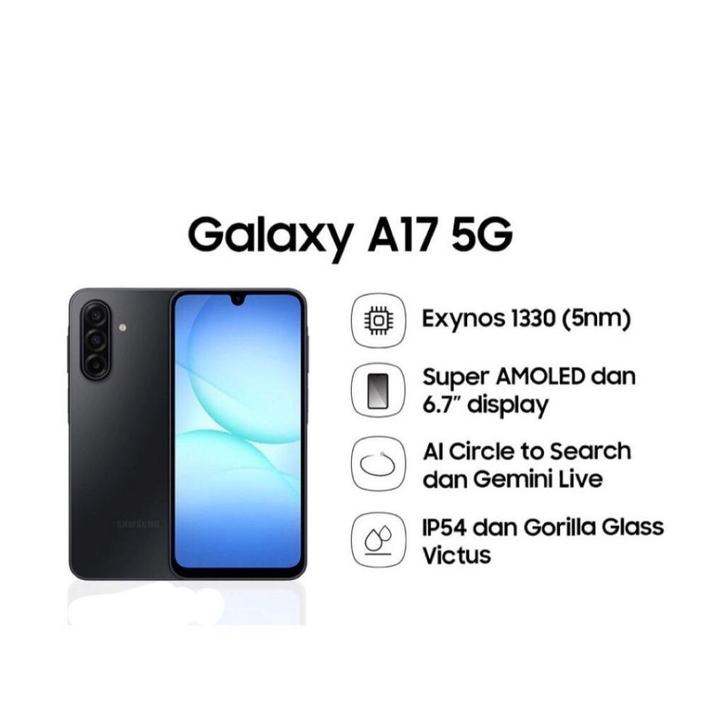 HP SAMSUNG A17 5G 8/256 GB - NEW SAMSUNG A17 5G RAM 8GB ROM 256GB GARANSI RESMI