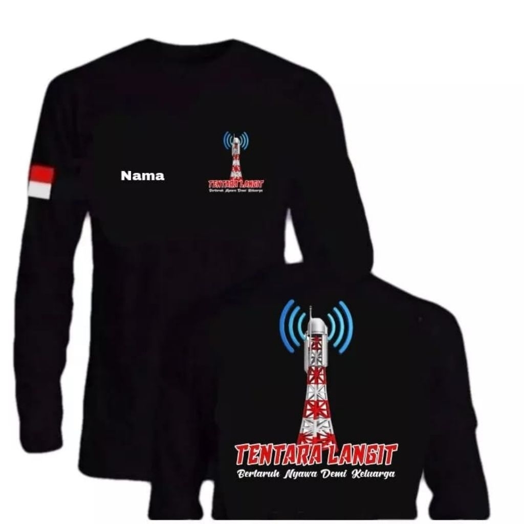 KAOS LENGAN PANJANG,TENTARA LANGIt, WARNA GAMBAR MERAH PUTIH BIRU