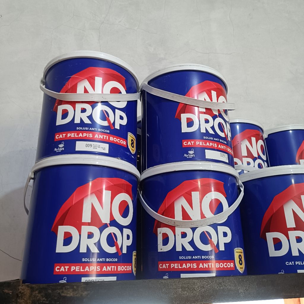 No Drop Anti Bocor Warna Putih Kemasan 5Kg Original 100% Cat Pelapis Anti Bocor Berat Bersih 4Kg Co
