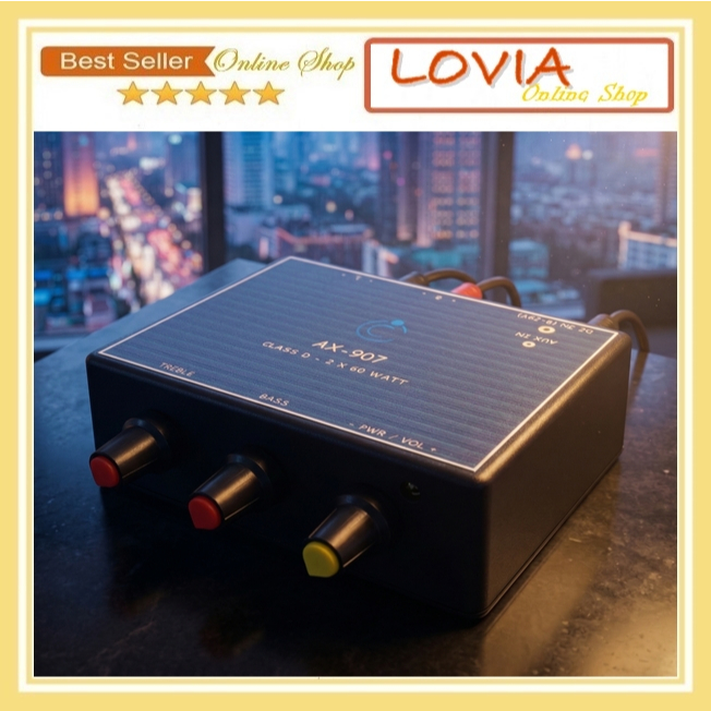 Amplifier Rakitan Class-D Stereo 2 Channel 2x60 Watt Power Miniatur Siap Pakai AX-907