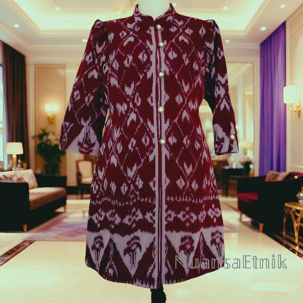 Atasan Tunik Batik Tenun Modern Original Tenun Troso Motif Tenun Best Seller