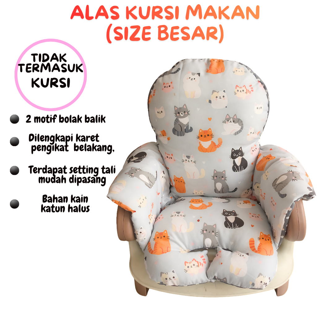 Abeekids Alas kursi makan bayi universal motif bolak balik bantal kursi makan
