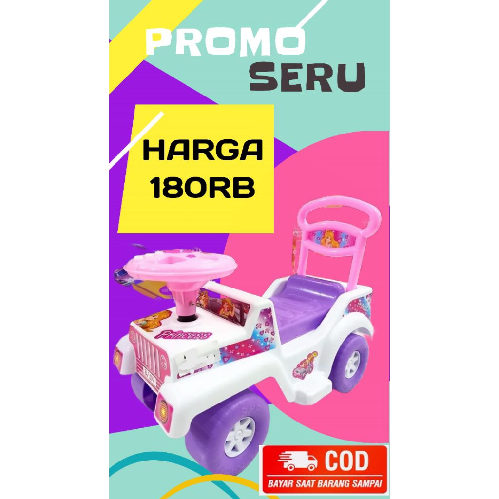 mainan anak mobil dorong SHP BJ 597/mainan anak perempuan/mainan anak mobil dorong jeep prineces /ma