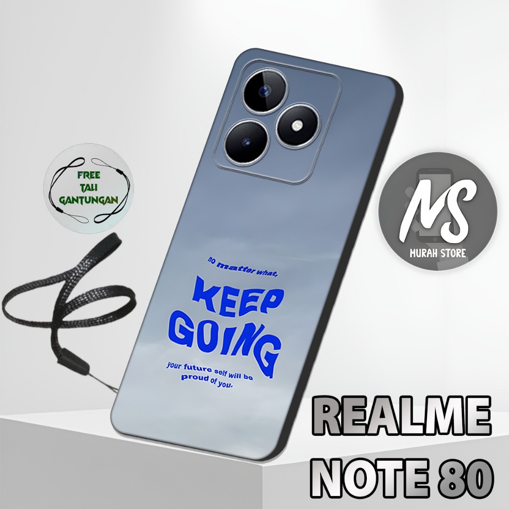 MS41 / Softcase Karet  REALME NOTE 80 + TALI GANTUNGAN HP / Motif Quotes / Case Hp REALME NOTE 80 / 