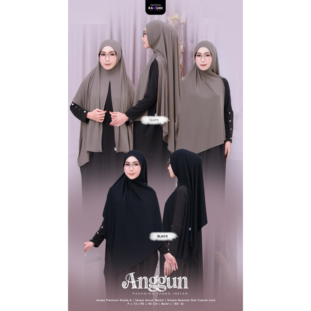 Anggun Pashmina Instan Jumbo Pashmina jersey jumbo instan premium ori by Raqumi Hijab