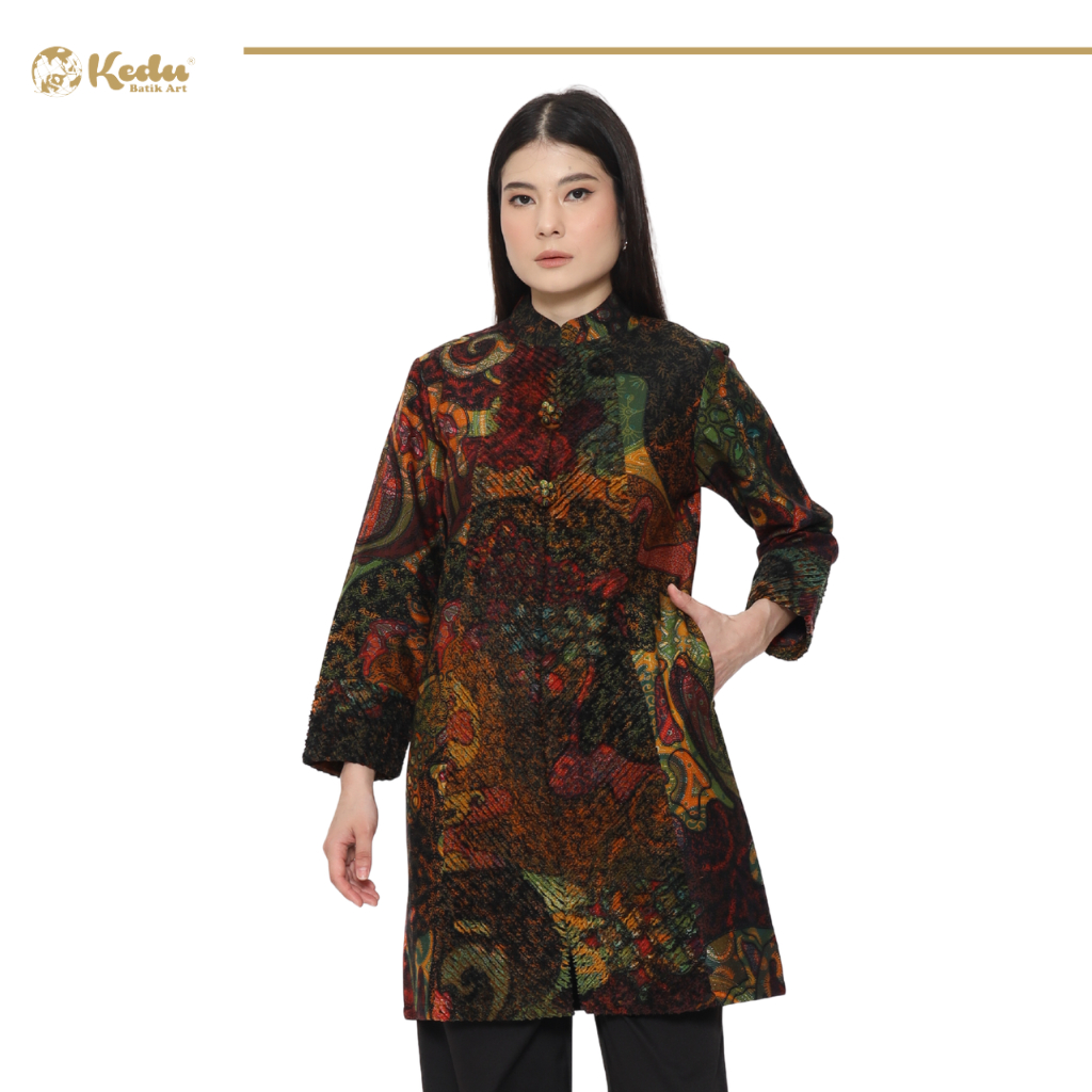 Kedu Batik – Tunik Batik Wanita Katun ARKANA Hitam Tunik Bulu Wanita Formal