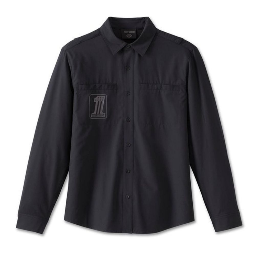 LONG SLEEVE SHIRT HARLEY DAVIDSON MEN'S PERFORMANCE VENTED SHIRT BLACK BEAUTY KEMEJA HARLEY PRIA ORI