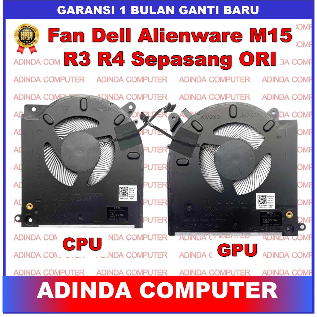 Kipas Fan Dell Alienware M15 R3 R4 RTX 2070 3070 TG9V0 D1X38 FM7C FM7D 0H0YNP H0YNP P87F002 P87F003 
