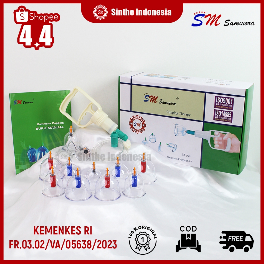Kop Angin isi 12 pcs / Alat Bekam Sammora Hijau SM / Kop Bekam Sammora isi 12 Kop Lengkap Original