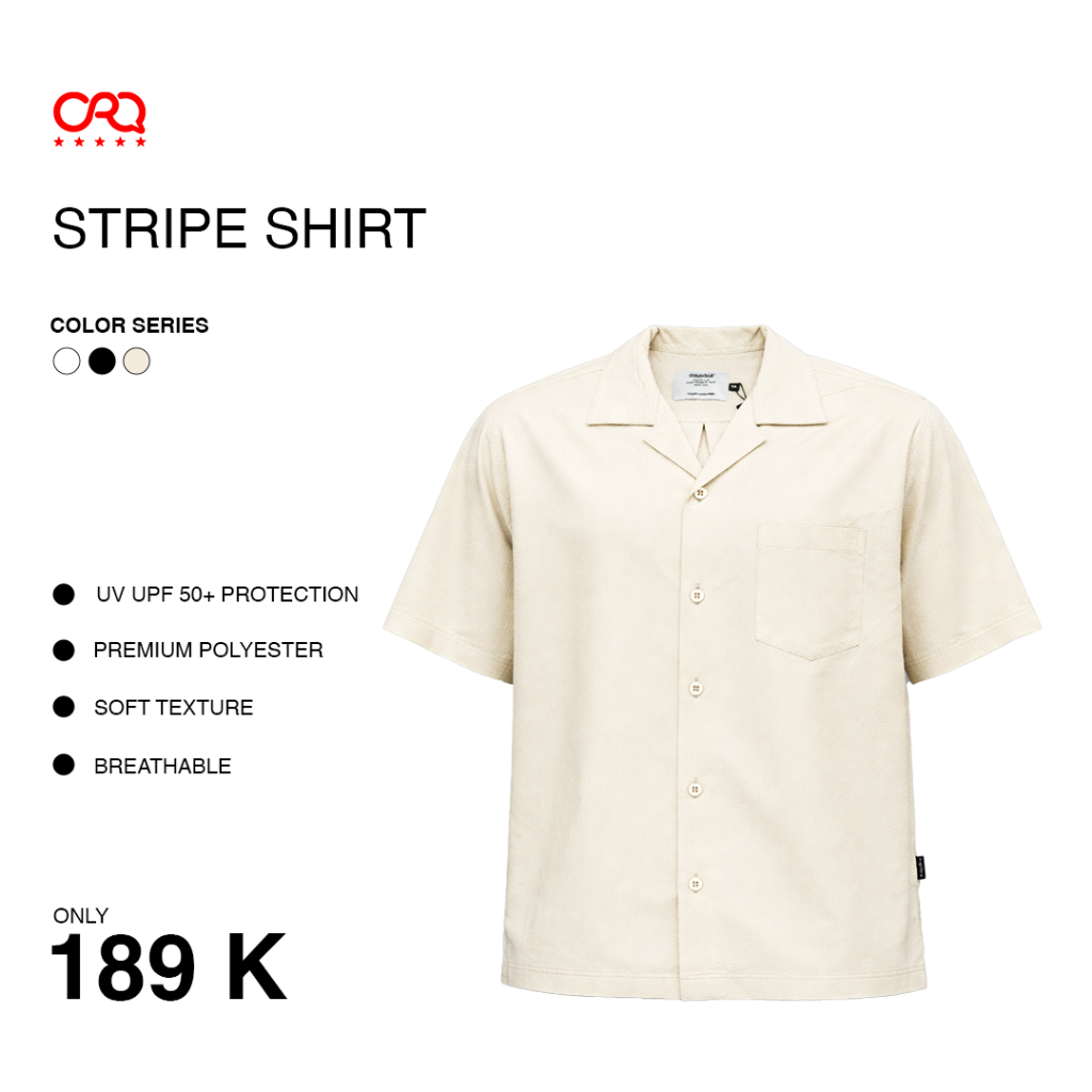ORAQLE Kemeja Pria & Wanita Campshirt STRIPE Basic lengan pendek