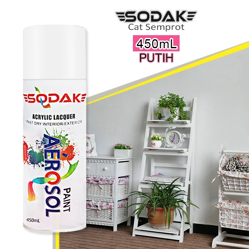 SODAK 450ML Cat Semprot Putih Glossy / Spray Paint White Pilox Pilok Pylox Putih