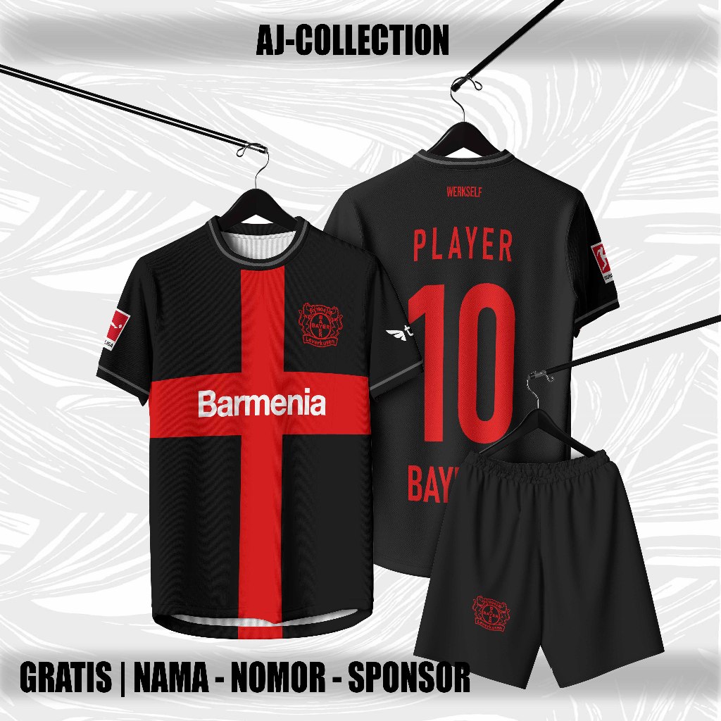 Baju Jersey Bola Fans Bayern Leverkusen Home Fullprint// Gratis custom nama dan nomor