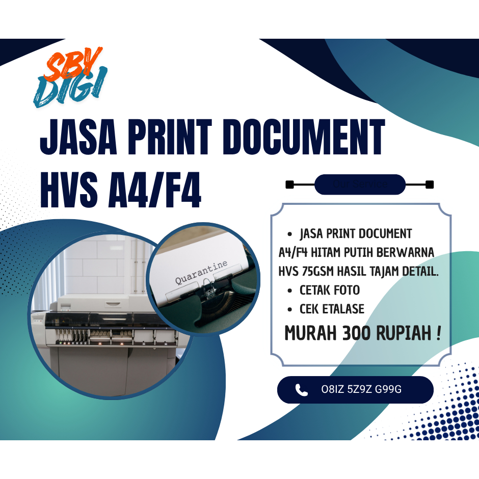 JASA Print HVS | Print Document | Berwarna Hitam Putih Bolak Balik A4 F4 Murah Hvs 75Gsm