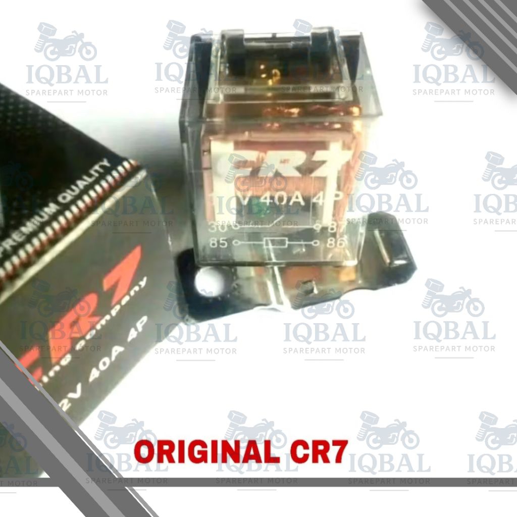 Relay 4 Kaki Lampu Klakson 12V 40A Merk CR7