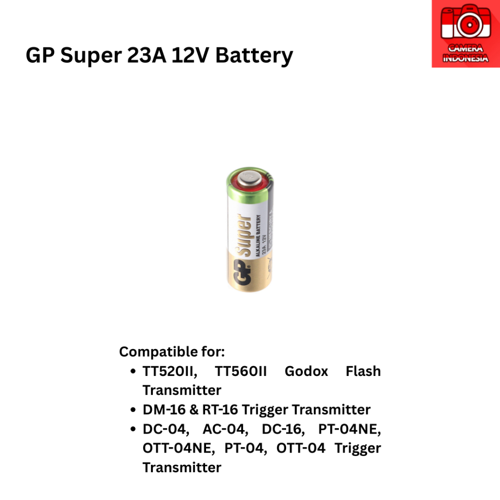 GP Super Baterai 23A 12V Compatible untuk Godox TT520 TT560 II DM-16 RT-16 Flash Trigger Transmitter