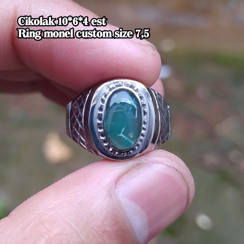 (TERMURAH) Cincin Batu Akik Hijau Garut Cikolak Full kristal