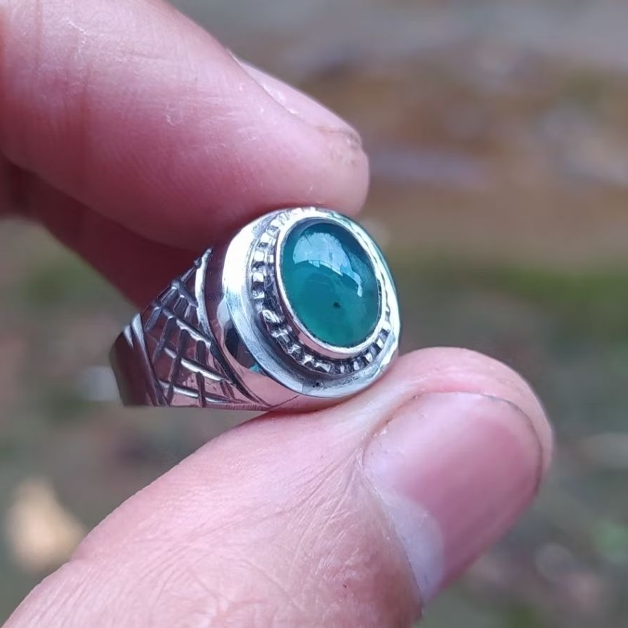 (TERMURAH) Natural Cincin Batu Akik Hijau Garut Cikolak