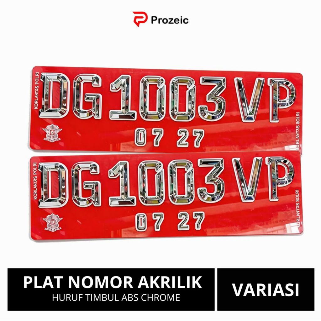 Prozeic Plat Nomor Akrilik Mobil Timbul Chrome ABS Segilima