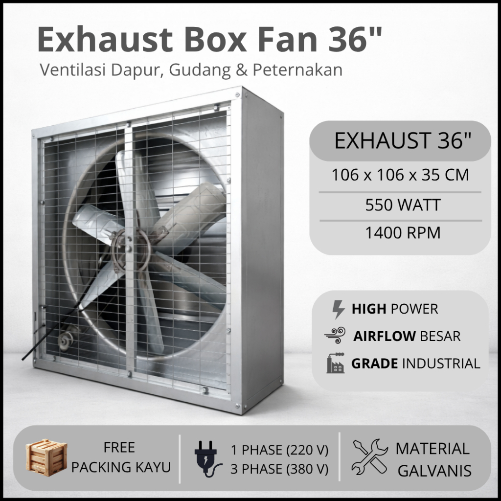 [ READY SIAP KIRIM ] BLOWER EXHAUST FAN 36 INCH GALVANIS - Cocok untuk kandang ayam | Dapur | Indust