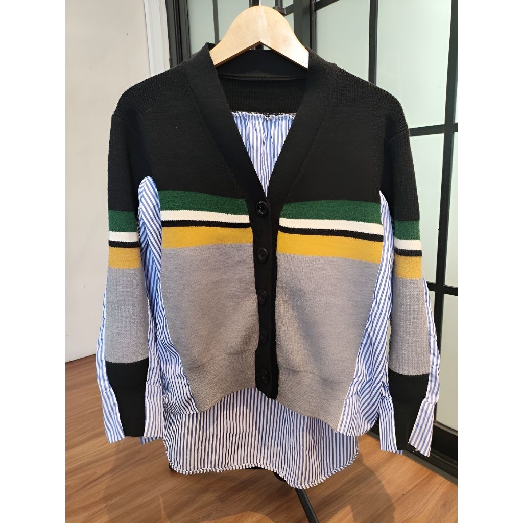 [PRELOVED]Cardigan Kemeja Nagita rajut dan salur LIKE NEW