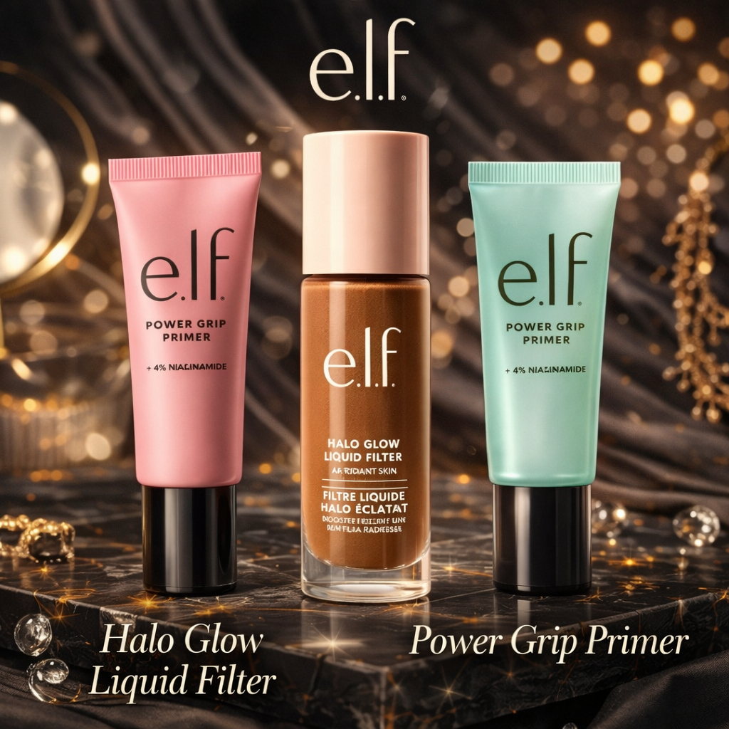 E.L.F. Power Grip Primer 24ML / E.L.F. Halo Glow Liquid Filter 0.5 Fair 31.5ml / E.l.f. Cosmetics Po