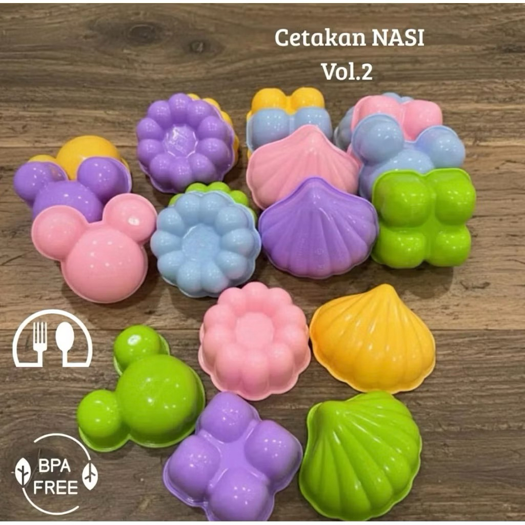 Cetakan Nasi Motif Kerang Mickey Kotak Bulat / Cetakan Nasi kuning Terbaru Motif Kerang Mickey Kotak